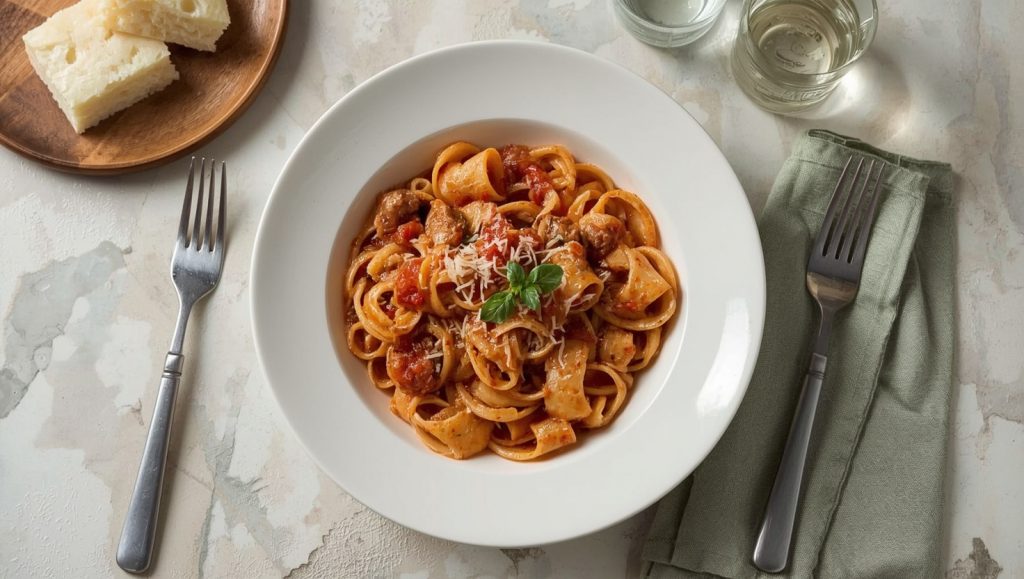 Bucatini all'Amatriciana - die Speck-Tomaten-Pasta