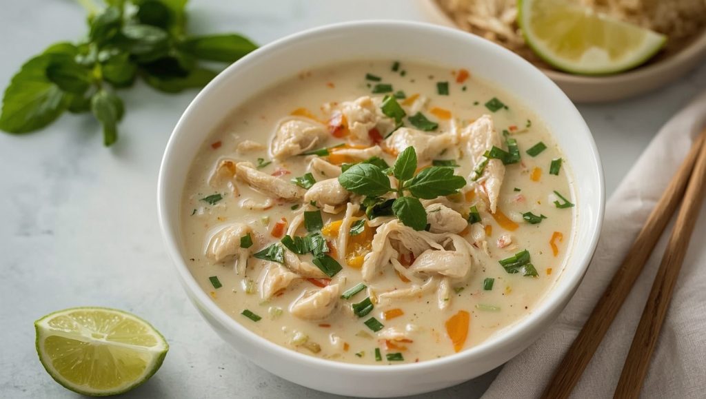 Tom Kha Gai - cremige Kokossuppe mit Haenchen