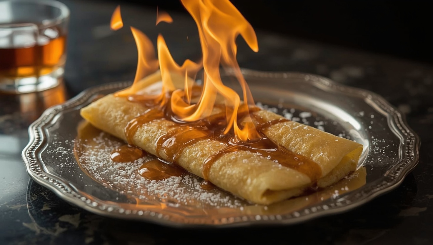 Crepes Suzette - flambierten Pfannkuchen mit Orangensauce - Zubereitung