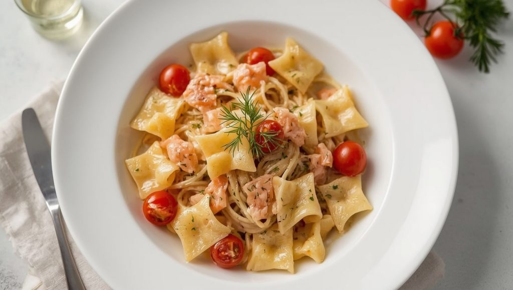 Farfalle con Salmone - Schmetterlinge mit Lachs