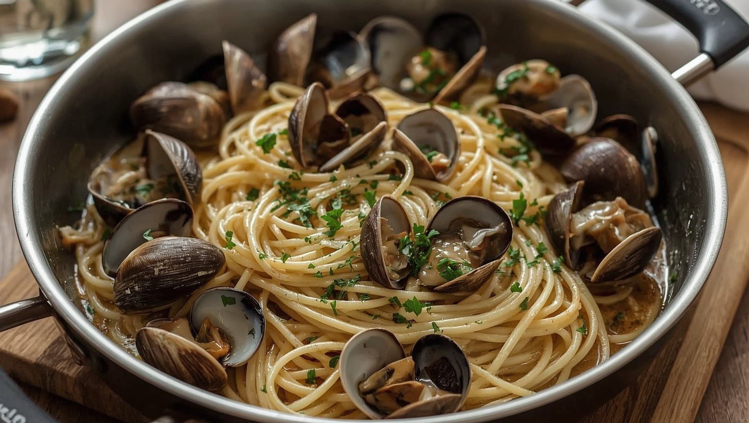 Spaghetti alle Vongole - Muscheln in Weisswein