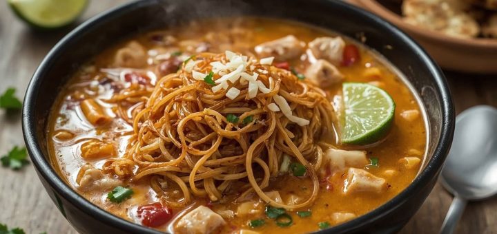 Khao soi aus chiang mai nordthailaendische curry nudel suppe